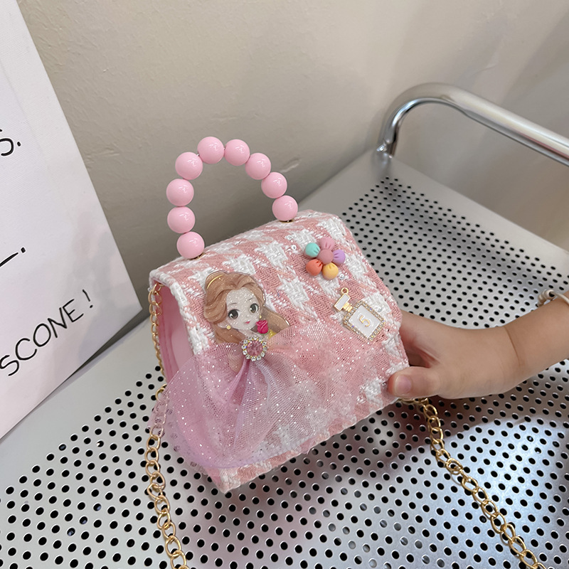 Bolso de los niños de otoño e invierno Nueva Moda Perla Chica bolsa de mensajero linda princesa niña bebé estilo Exterior cambio bolsa de accesorios