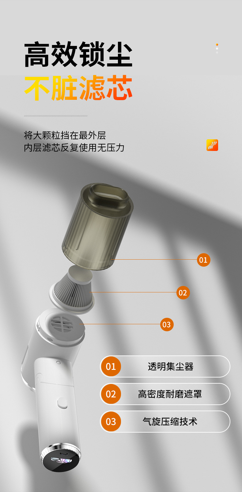 Car Vacuum Cleaner with Strong Suction Power of 7000Pa, Dual-Purpose for Dust Removal and Inflating, Portable for Car and Home Use