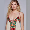 Sexy dress, European style, flowered, with embroidery, V-neckline, backless, strap bra