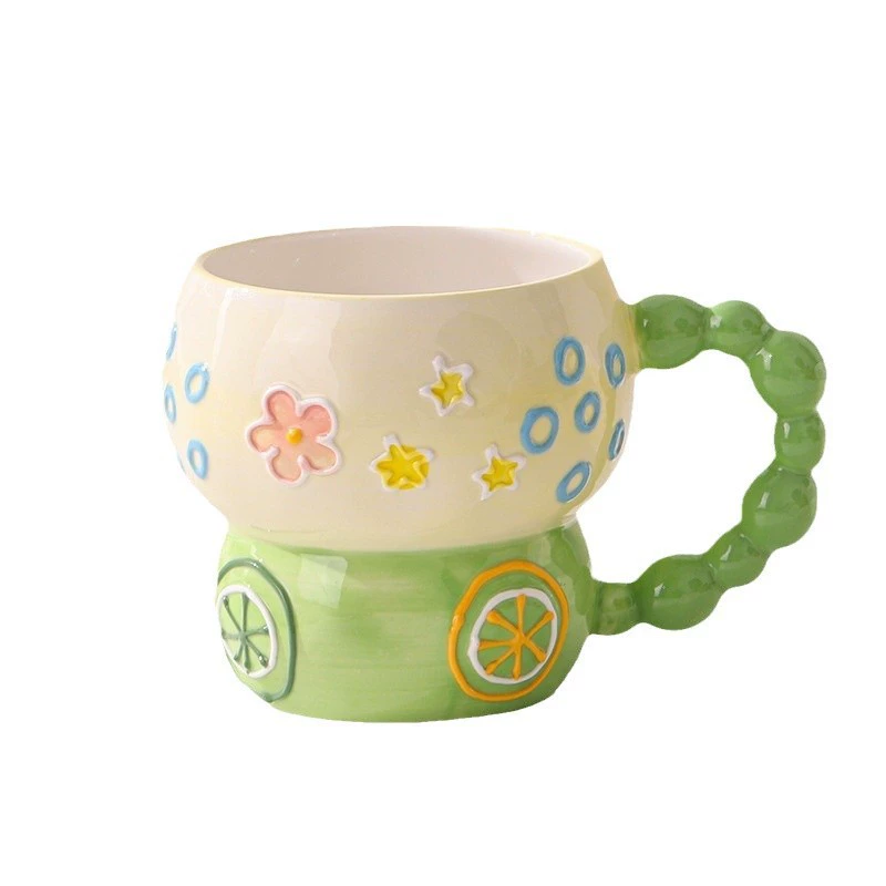 Ceramic capacious cute creative cartoon tea cup, hand painting