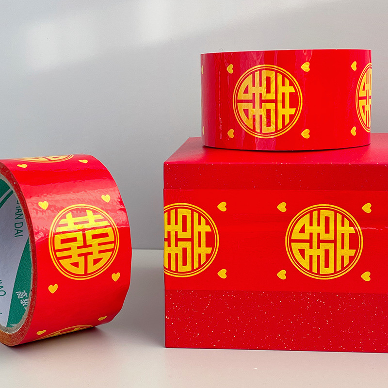 Productos de boda boda cinta adhesiva roja boda alfombra de unión de la boda colocación de cinta adhesiva cubierta de la caja de sellado cinta adhesiva