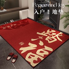 新年喜庆红色入户地垫防滑耐磨除尘易打理地垫玄关耐脏丝圈地垫