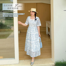 双天2025新款大码女装夏季气质时尚百搭法式初恋碎花连衣裙8902