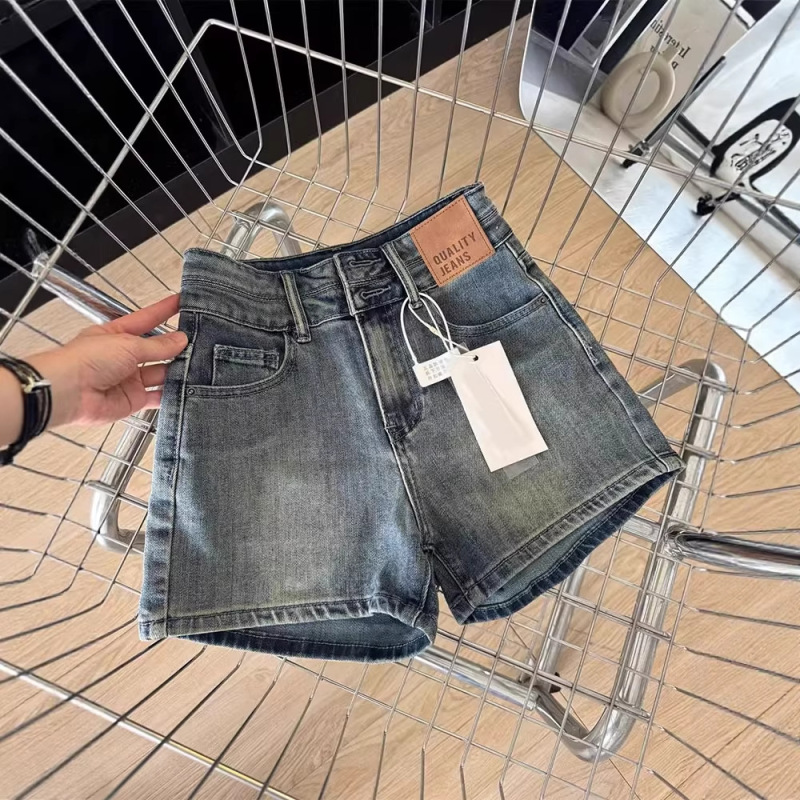 American Style Spicy Girl Denim Shorts for Women 2026 New High-Waisted Slimming Shorts for Women Summer Loose Wide-Leg A-Line Hot Pants