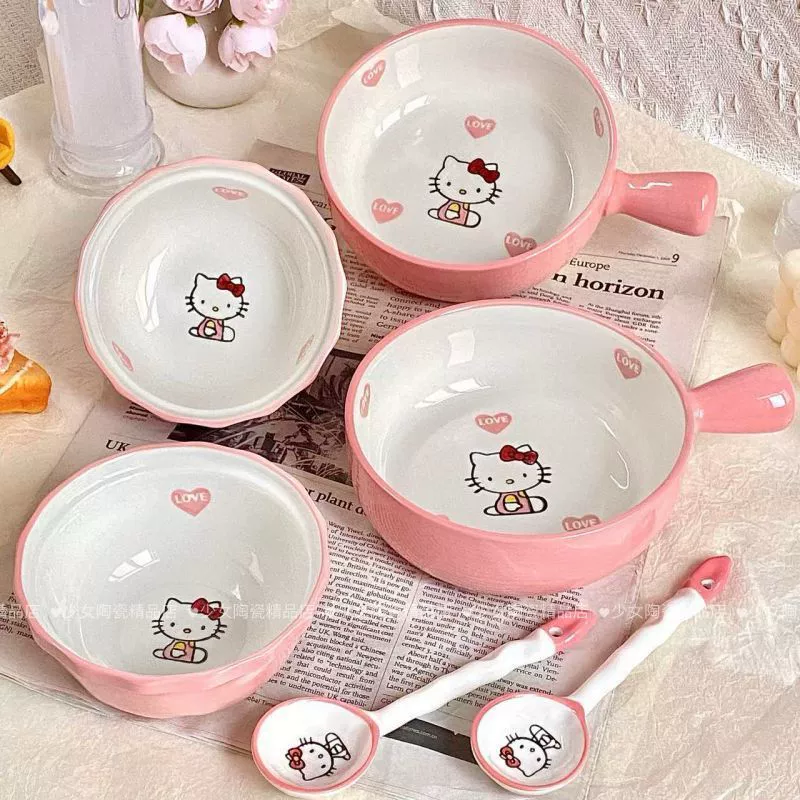 Керамическая посуда (Hello Kitty), высококачественная подглазурная роспись, наборы