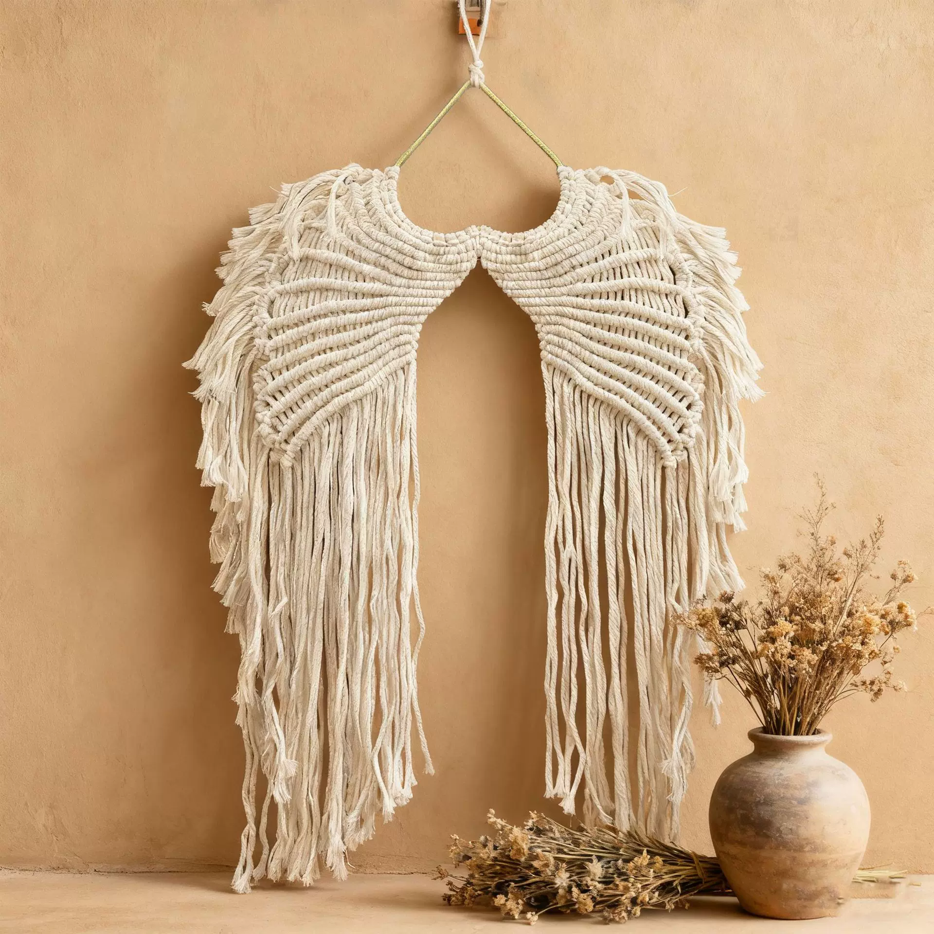 天使之翼壁饰挂毯天使翅膀编织挂毯挂件北欧民宿壁挂儿捕梦网装饰