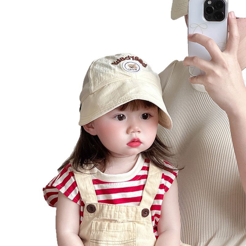 Sombrero de bebé primavera y verano estilo fino de secado rápido y transpirable sombrero de protección solar de ala grande sombrero para el sol lindo para bebés versión coreana