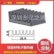 东莞电子散热片工厂定制 铝型材电子玩具小散热器批发 18.6*4.8*7