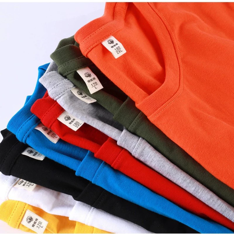 Оптовые новые мужские футболки с круглым вырезом и коротким рукавом, однотонные, свободного кроя, больших размеров, летние, с коротким рукавом, из смесовой ткани CVC, белые топы