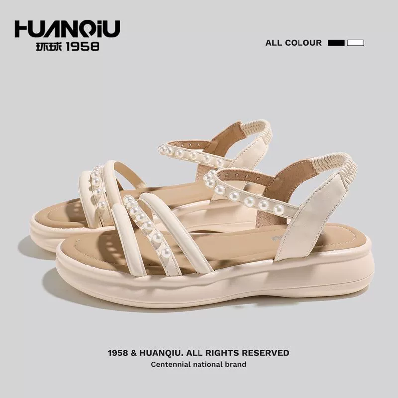 Универсальные сандалии 2025 Новые летние сказочные туфли с мягкой подошвой в стиле жемчуга, популярные повседневные универсальные для студентов
