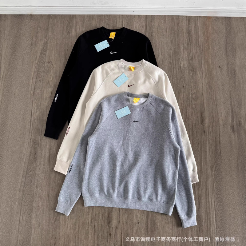 26 Spring and Autumn New Model Nk Collaboration Nocta Crew Neck Fleece Sweatshirt Men's Casual Sports Couple Style Top Cross-Border