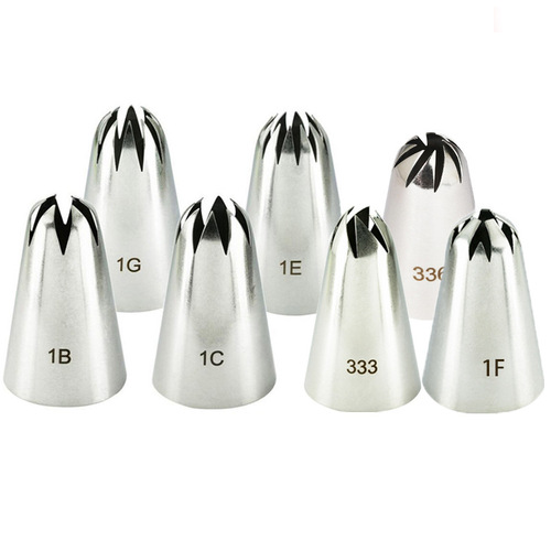 Stainless steel 304 piping tip, 6-teeth, 8-teeth cake cream piping tip, bear, Janet cookie piping tip, large size 1C