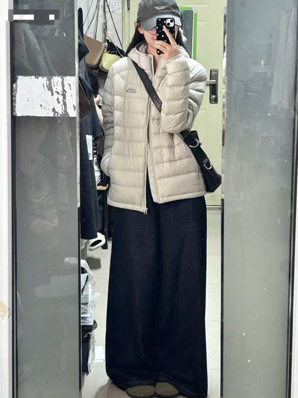 白鸭绒排骨羽绒服女短款轻薄2025年冬季新款加厚休闲运动连帽外套|undefined