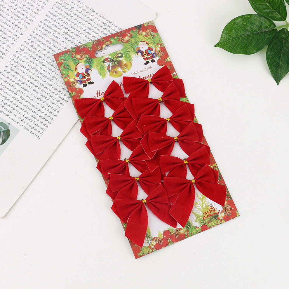 Fabricante de Navidad bowknot 5.5cm12 bowknot rojo oro y plata paño rojo árbol de Navidad decoraciones colgante