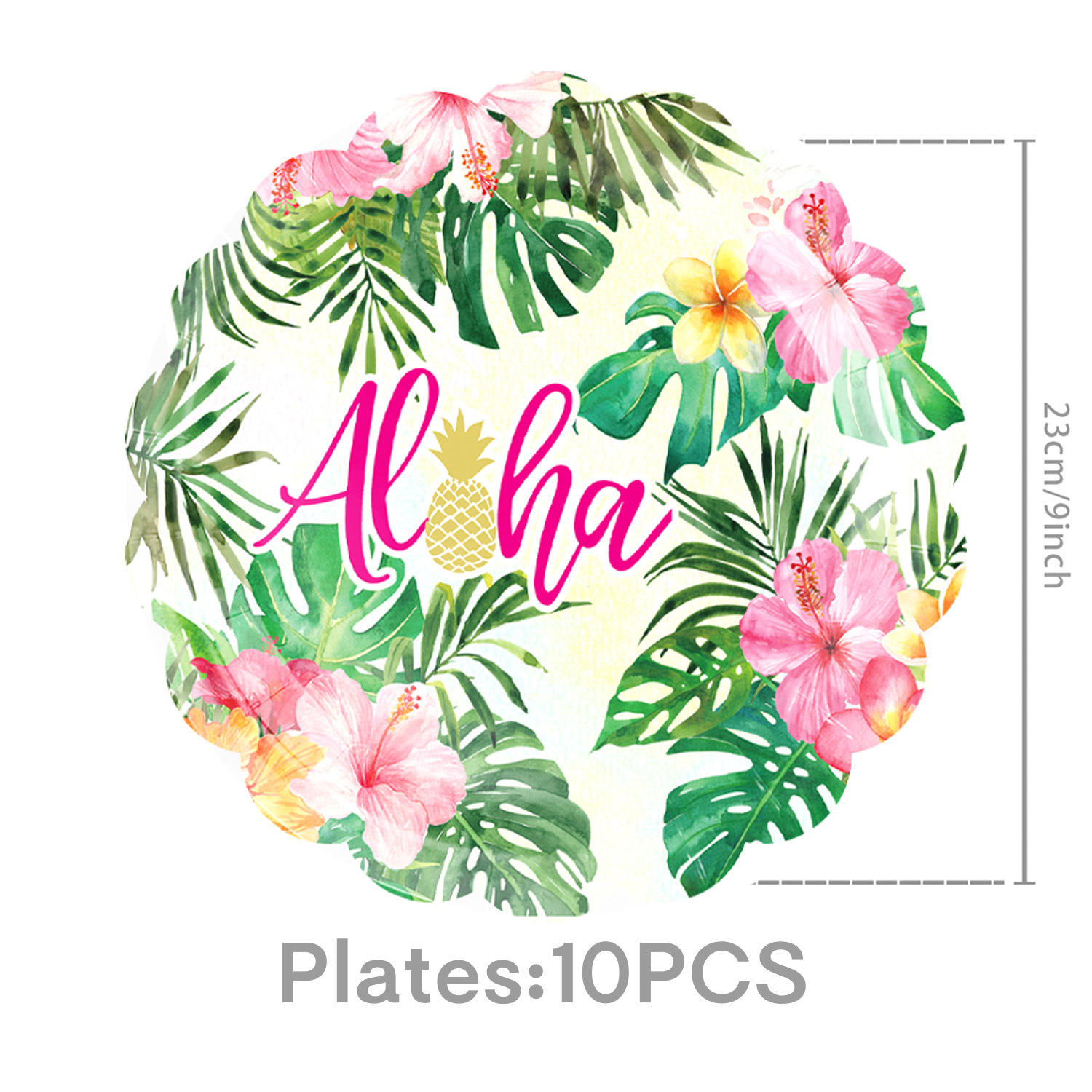 Verano tema hawaiano flamenco piña fiesta vajilla desechable bandeja de papel taza de papel bandera suministros de mantel