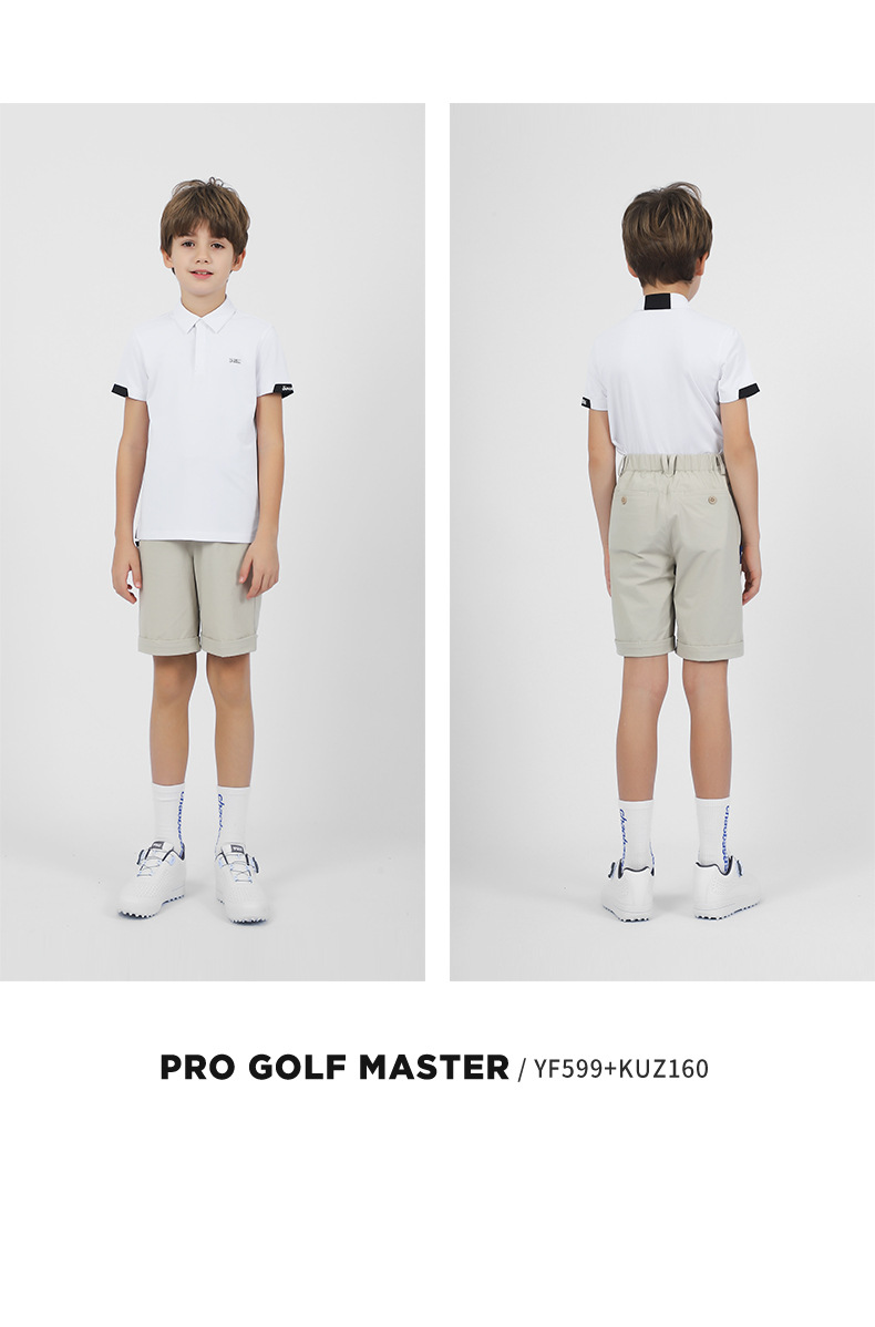 Áo thun golf trẻ em PGM tay ngắn thể thao mùa hè bé trai chất liệu thấm hút — YF599-màu trắng, YF599-Đen, YF599-màu đỏ chi tiết 6