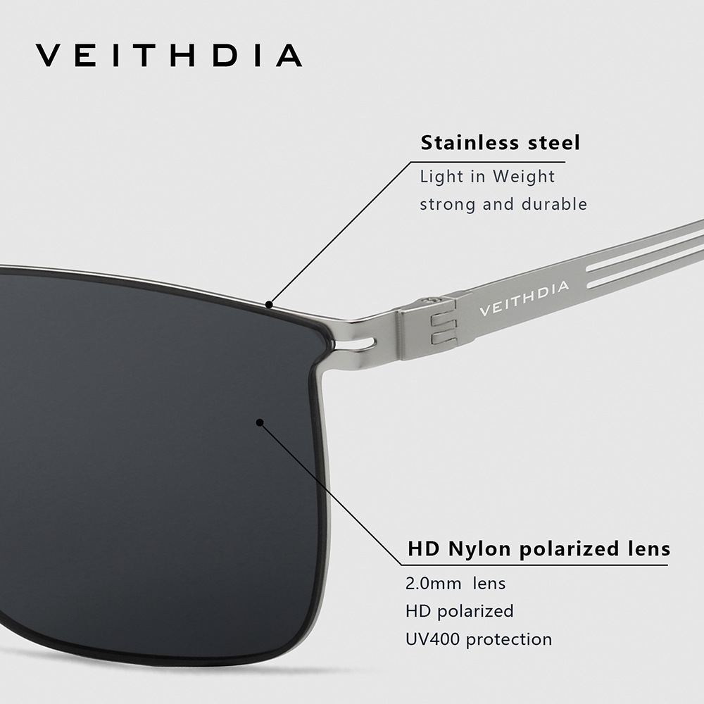 Gafas de sol polarizadas de nailon de alta definición de acero inoxidable con marco cuadrado para hombres, vibrato anti-ultravioleta, transmisión en vivo transfronteriza 8216