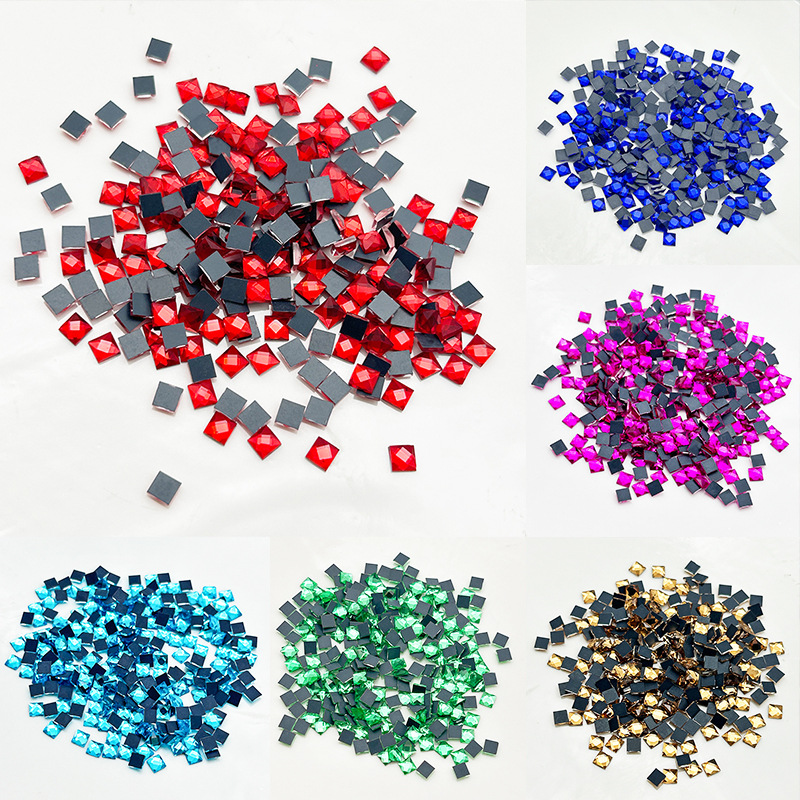 Diamante de cristal cuadrado de fondo plano DIY teléfono móvil manicura diamante plano accesorios de ropa diamante en caliente joyería diamante de imitación al por mayor