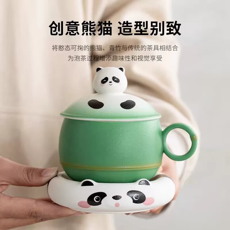 Ceramic cute tea cup, filter, creative coffee spoon