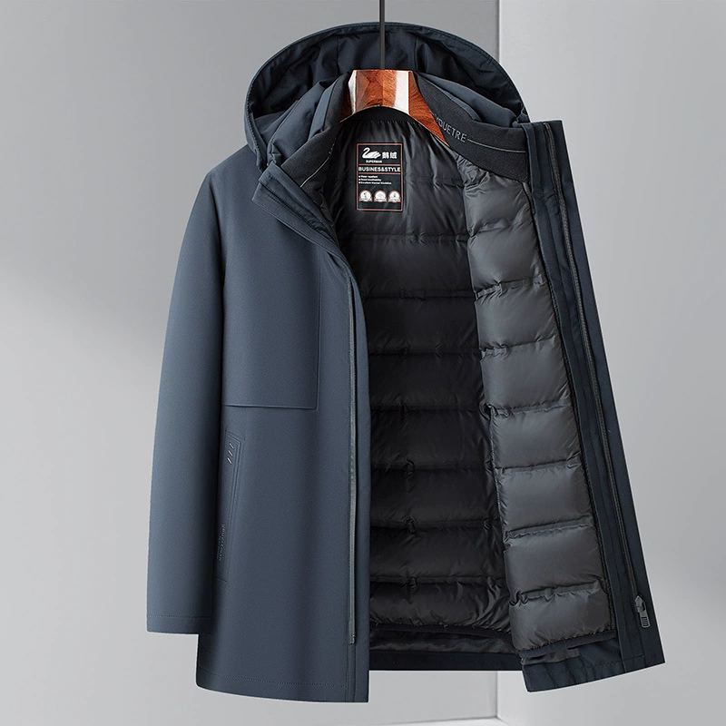 Demi-season down jacket, hoody with hood, keep warm velvet liner for leisure, goose down