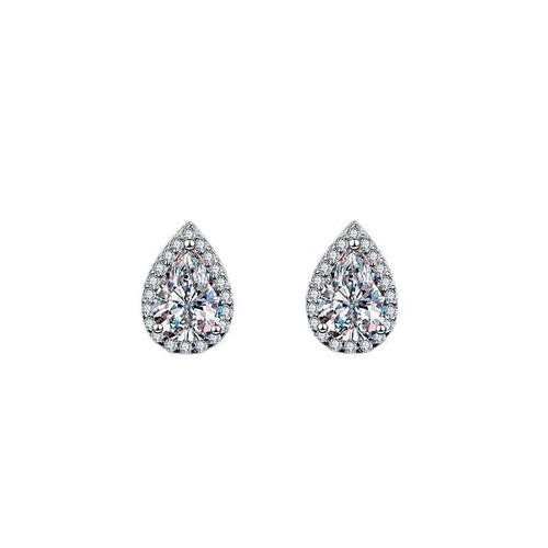 s925 silver earrings, moissanite diamond earrings for women, drop pear shape, 50 points, one carat, super flashy temperament, factory direct sales