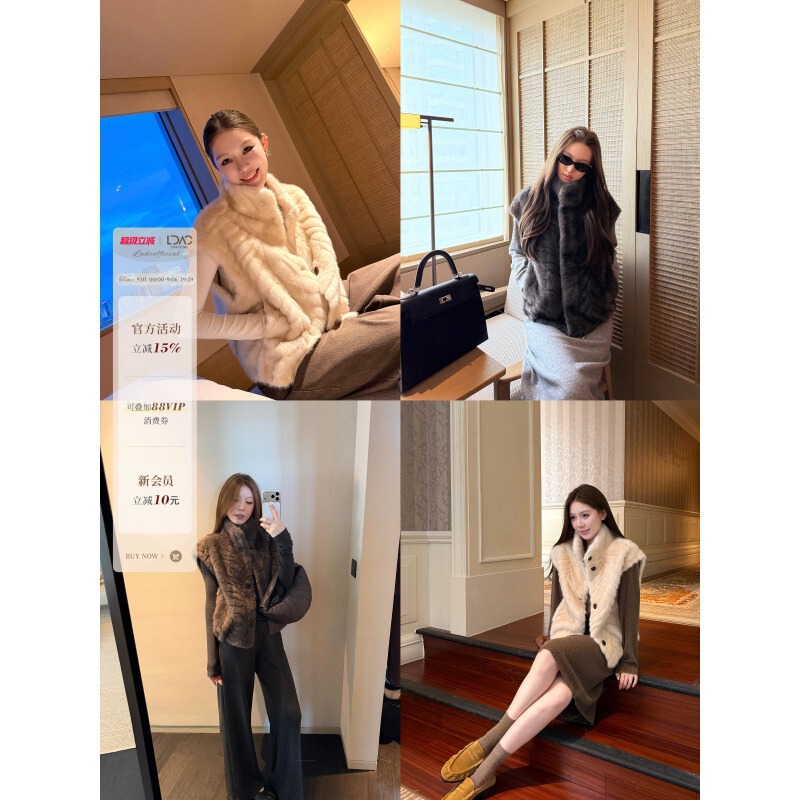 Fall/Winter 2026 New Eco-Friendly Fur Vest with Wavy Texture, Stand Collar, Sleeveless, Thickened, Furry Coat for Women