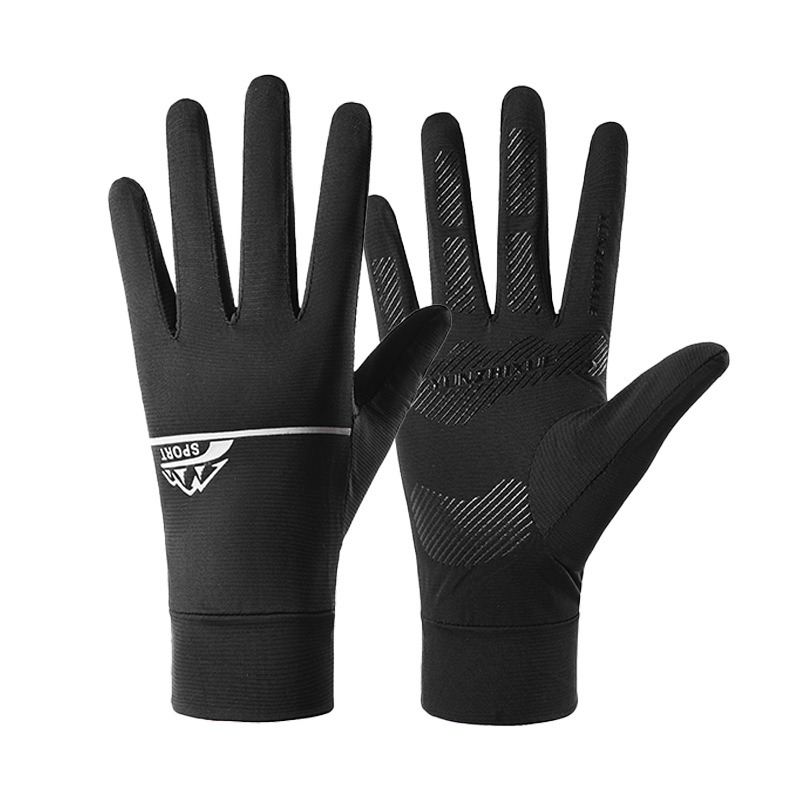 Guantes de seda de hielo, estilo fino transpirable de verano, protección UV, transpirable, antideslizante, deportes al aire libre, ciclismo, guantes de protección solar con dedos completos