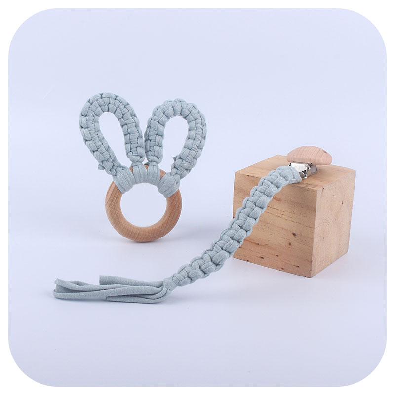 DIY creativo bebé suministros haya chupete clip hecho a mano algodón tejido chupete cuerda anti-gota cadena mordedor traje