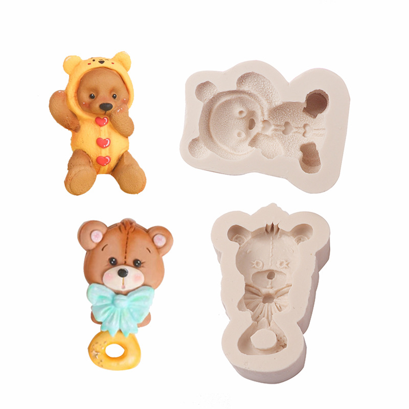 Oso de dibujos animados aromaterapia molde para hornear DIY epoxi decoración la torta del molde chocolate fondant Silicona