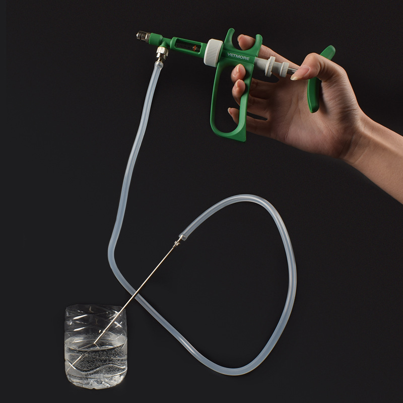 Jeringa continua tipo tubo de alta precisión, vaca, oveja, cerdo, pollo, pato, ganso, dosis de pescado, dispositivo de vacuna de inyección continua ajustable