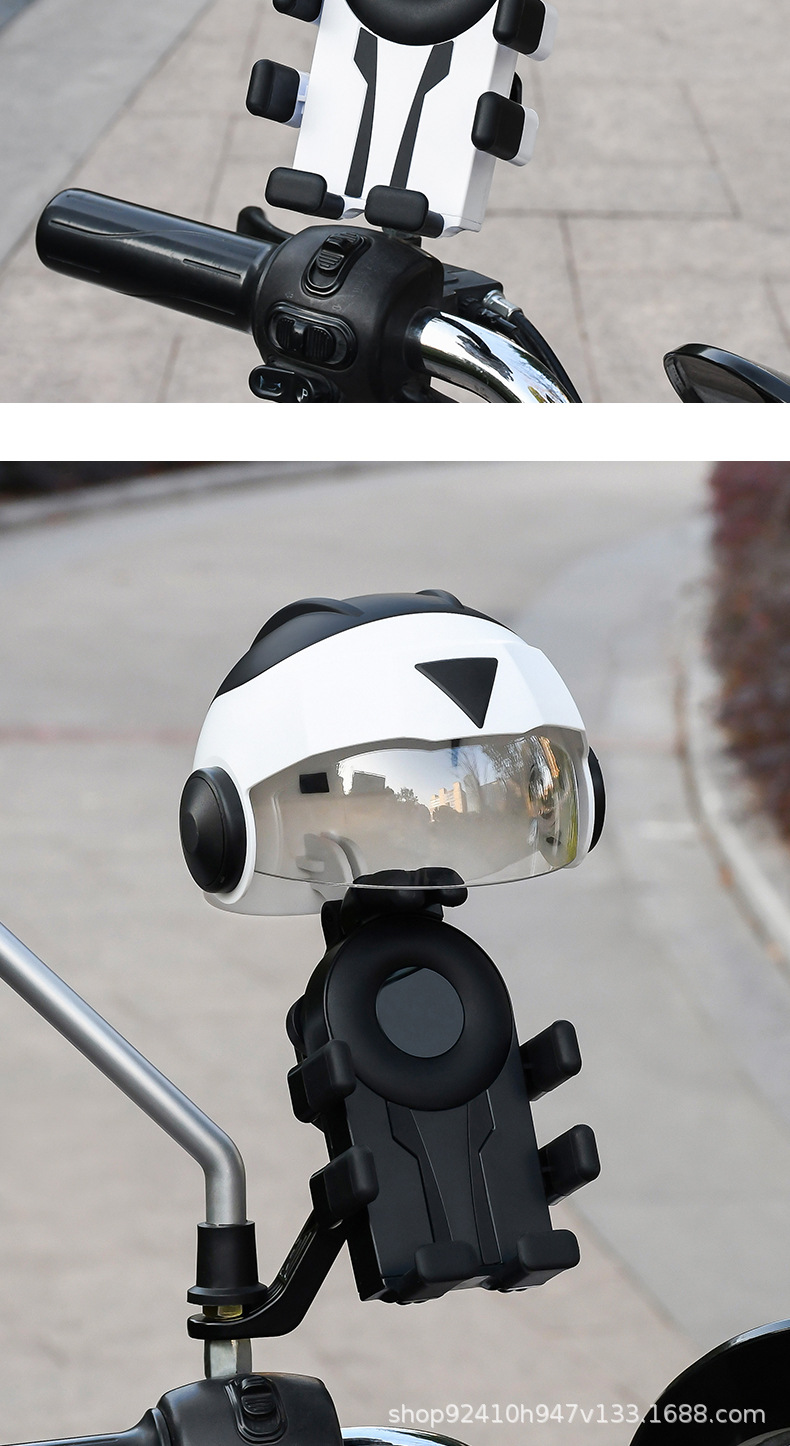 Motorcycle Phone Holder with New Airbag Shock Absorption, Specifically for Electric Vehicles, with Fixed Battery Mount, Rainproof and Sunshade for Riding