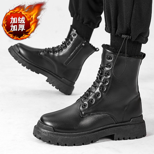 Chelsea Martin Boots for Men 2025 Work Boots Anti-slip Waterproof Cotton Boots Mid-calf British Leather Shoes Motorcycles for Men