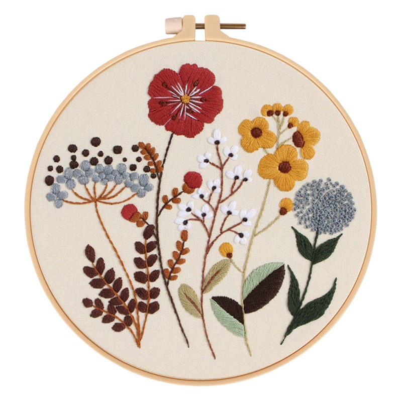 DIY Kit de bordado hecho a mano paquete de material de estilo Europeo tranquilo flores y plantas de tono cálido transfronteriza Inglés Nuevo Original