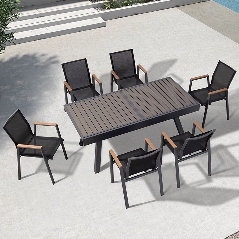 Mesa y silla al aire libre de ocio terraza al aire libre de tres piezas sillas combinadas patio terraza jardín patio telescópico
