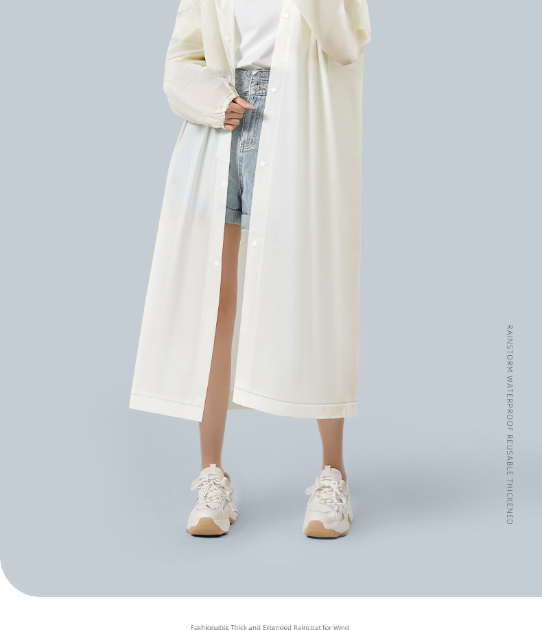  尚官 便携式束口雨衣 棷奶白/件 透明加厚 户外登山徒步 带帽雨披