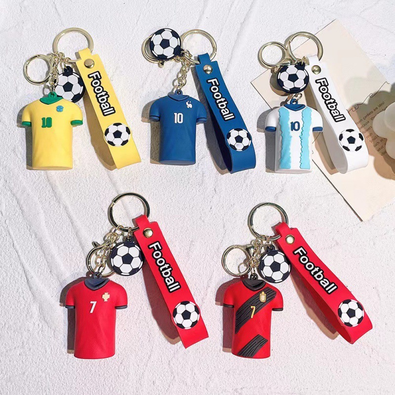 Copa del Mundo de fútbol Cromesim Mbappé Cartoon camiseta llaveros mochila colgante creativo jugador