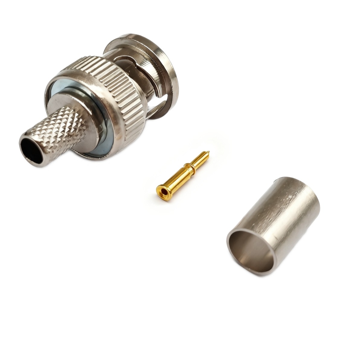 BNC冷压三件套公头 波浪网纹式监控视频BNC头 RG58RG59RG6U