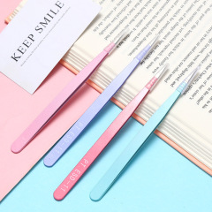 カラーステンレスのエルボーピンセットのストレートクリップdiy手作りのイヤリングのアクセサリーの材料は部品を包みます。