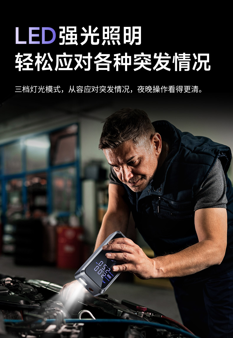 [Cp12] Buwei Car Emergency Jump Starter with Built-In Car Air Pump and Power Bank 12V