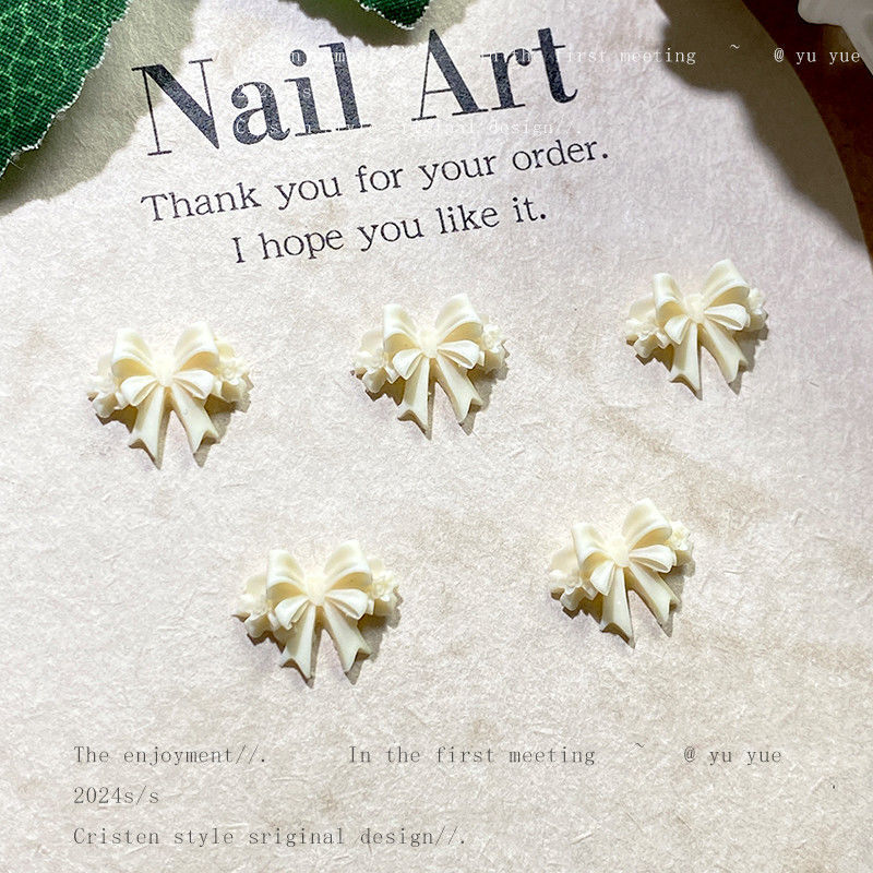 작은 꽃 리본-오프화이트