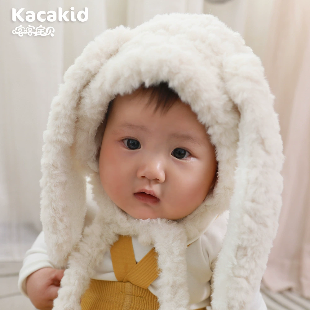 Зимняя детская шапка с кроликом Детская теплая плюшевая флисовая шапка с мультяшным милым длинным ухом утолщенная шапка для защиты ушей