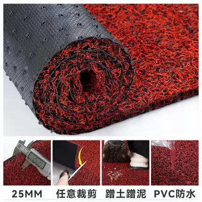 Avtomobil döşəmə paspasları — Thickened Silk Ring Door Mat - black-red-25mm-extra-thick-encryption-6080cm