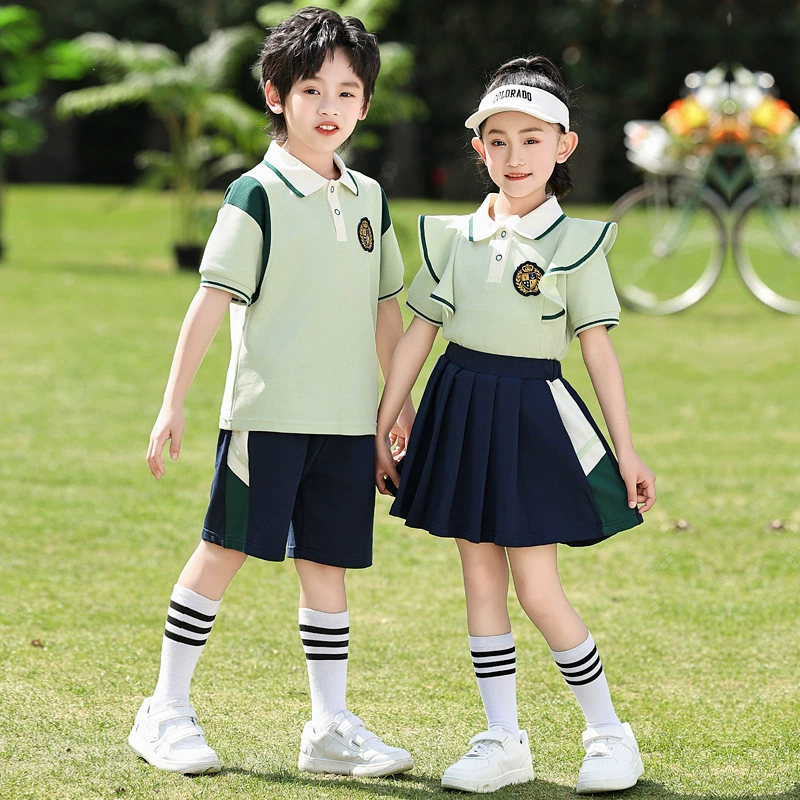 Uniform for students, summer clothing, children's sports suit, summer set for kindergarten, with short sleeve