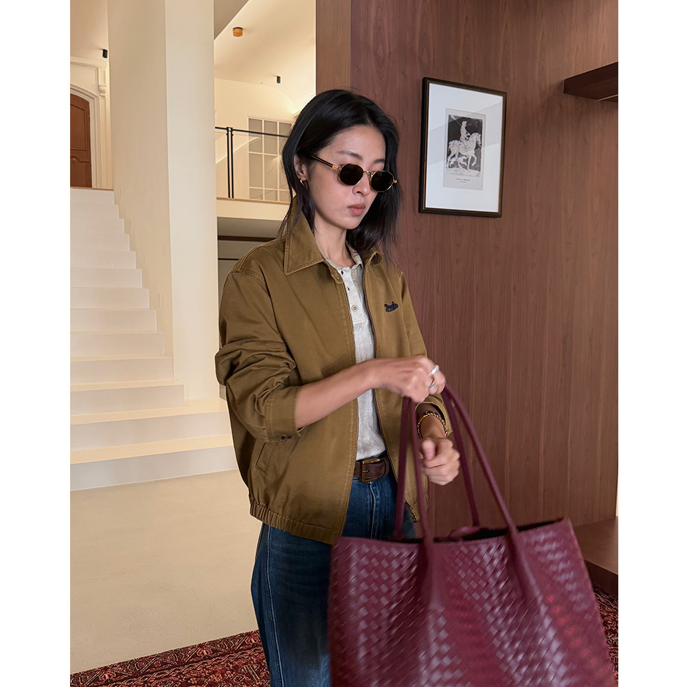 EVERTRUE 100% Cotton 2026 Fall New Arrival Short Embroidered Long-Sleeved Loose-Fitting Jacket 39256