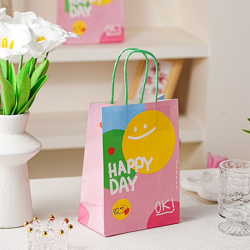 笑颜インスタ风happy dayプレゼントラッピング手提げ袋乙女心笑颜プレゼント袋三八ラッピング袋|undefined
