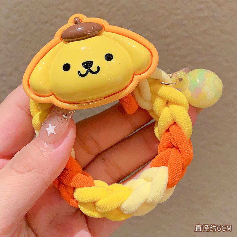 Sanrio colorido tejido de otoño e invierno para niños cuerda de pelo de dibujos animados linda chica banda de goma tocado alto elástico diadema duradera