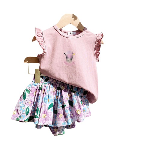Children's Suits  Summer New Products Boys and Girls Printed Cartoon Short-Sleeved Printed Pants Baby Short-Sleeved Two-piece Set