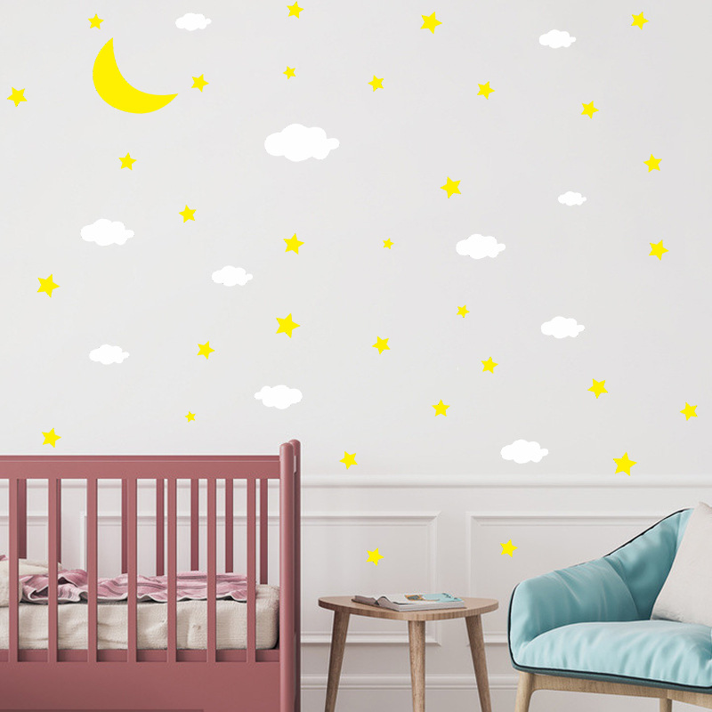 Cartoon Moon Clouds Stars Wall Stickers Wholesale display picture 5