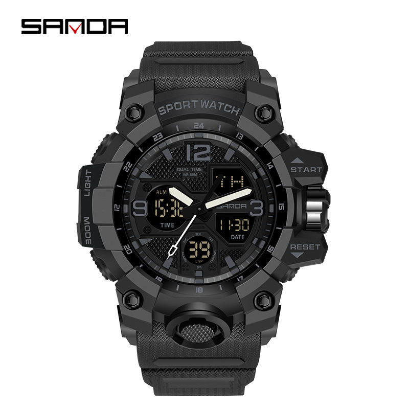 Sanda nuevo 6030 moda hombres estudiante juventud reloj electrónico impermeable multifuncional reloj al por mayor
