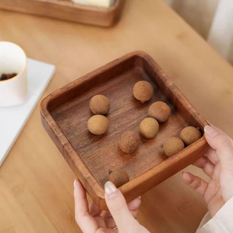 黒胡桃の木の皿の中国式の果物の皿のお菓子の長方形の鉢の乾燥している果物の小食箱の茶室の実木のお茶は果物の皿を注文します。|undefined